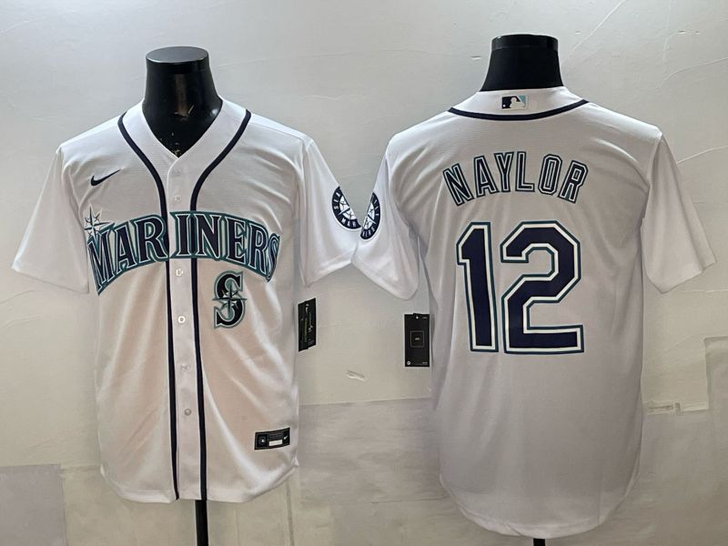 Men 2025 Nike Seattle Mariners #12 Naylor White Game MLB Jersey 09->seattle mariners->MLB Jersey